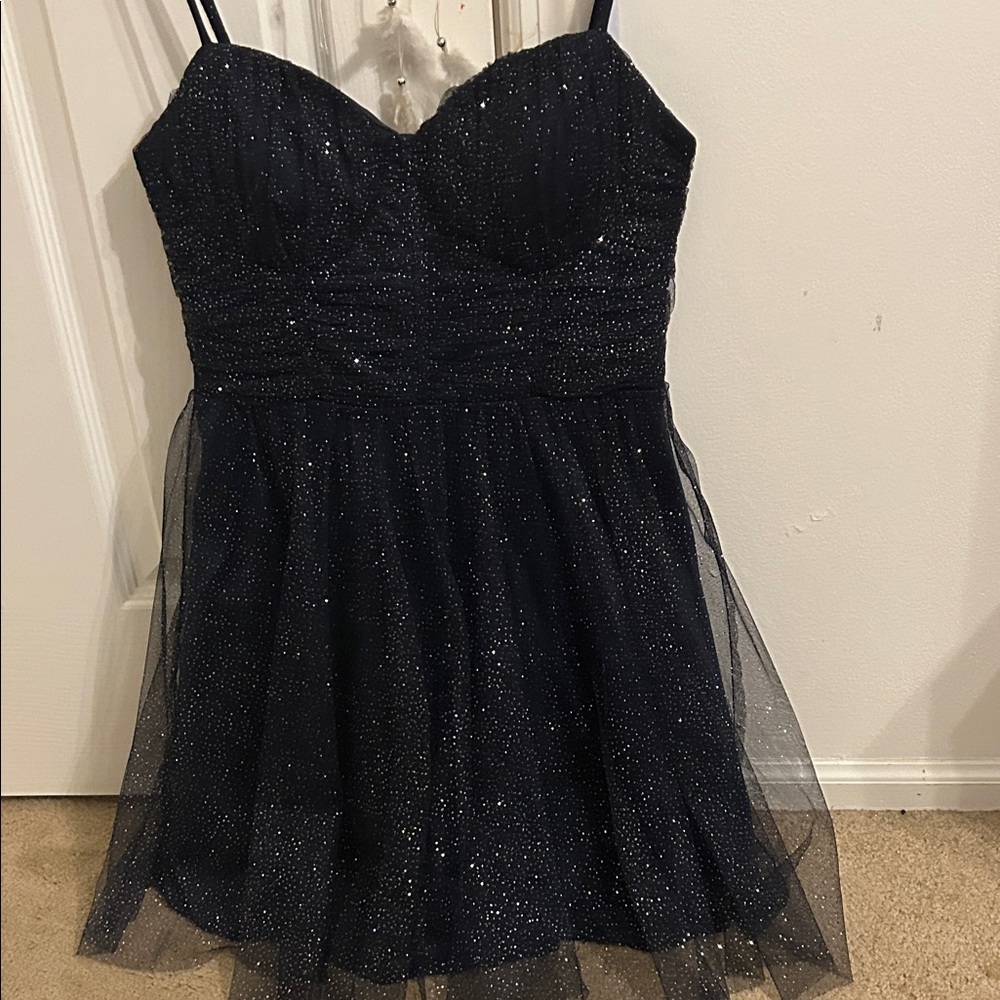 Sparkling navy blue Strapless Dress